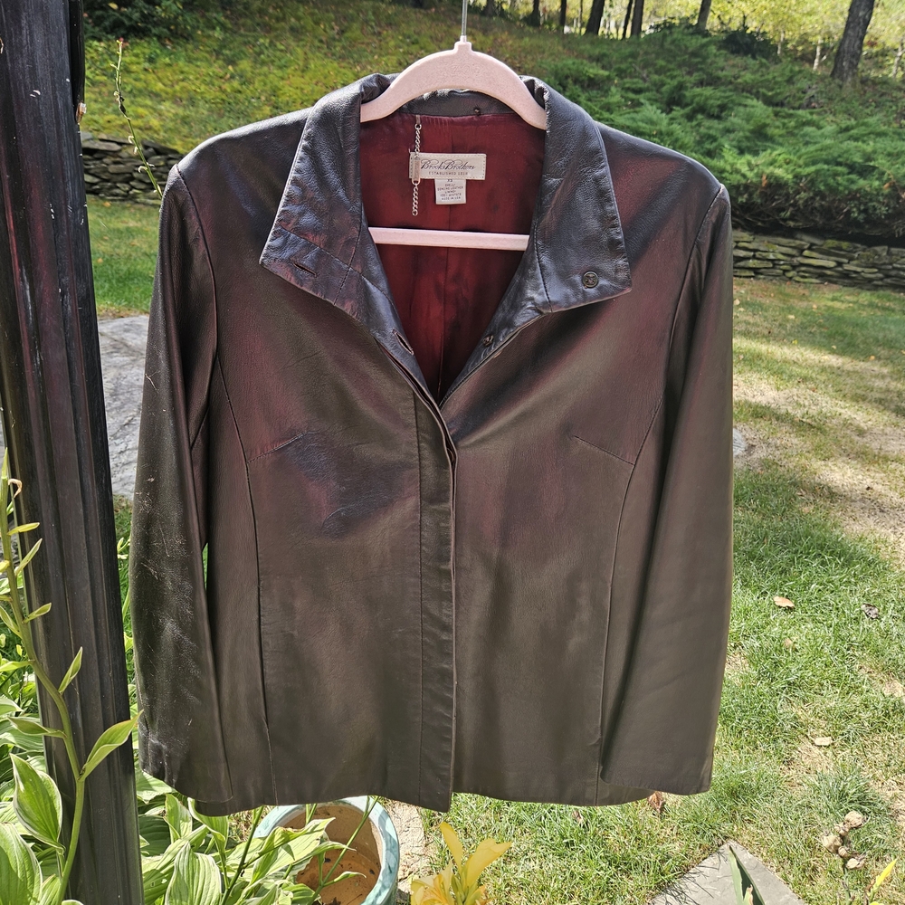 Women's Brooks Brothers Dark Brown Leather Jacket